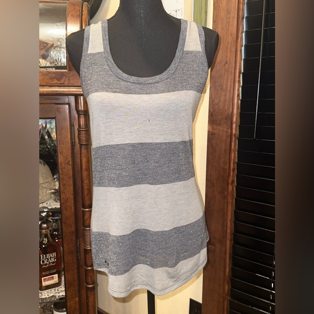 Converse Shimmer Striped Tank Top Gray
